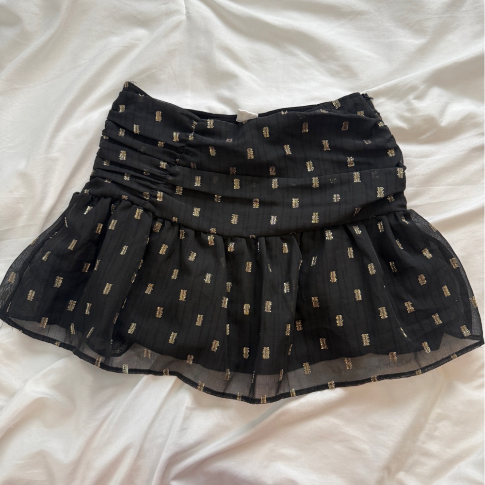Zara Black Mini Skirt with Gold Accents